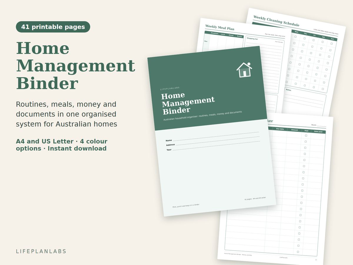 Home Management Binder printable pages